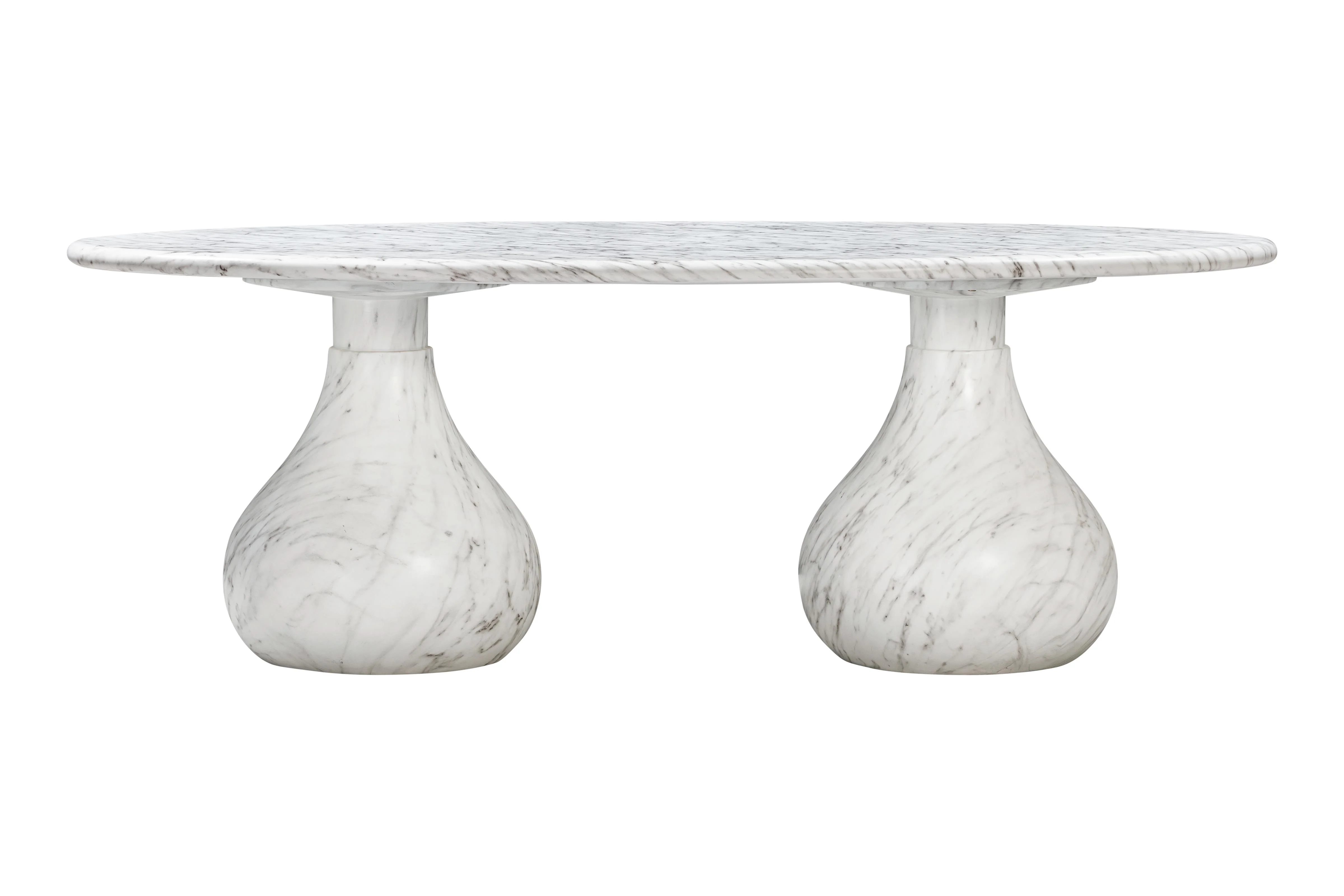 Aqua Oval Dining Table Marble Finish - 2.2m - Image 4