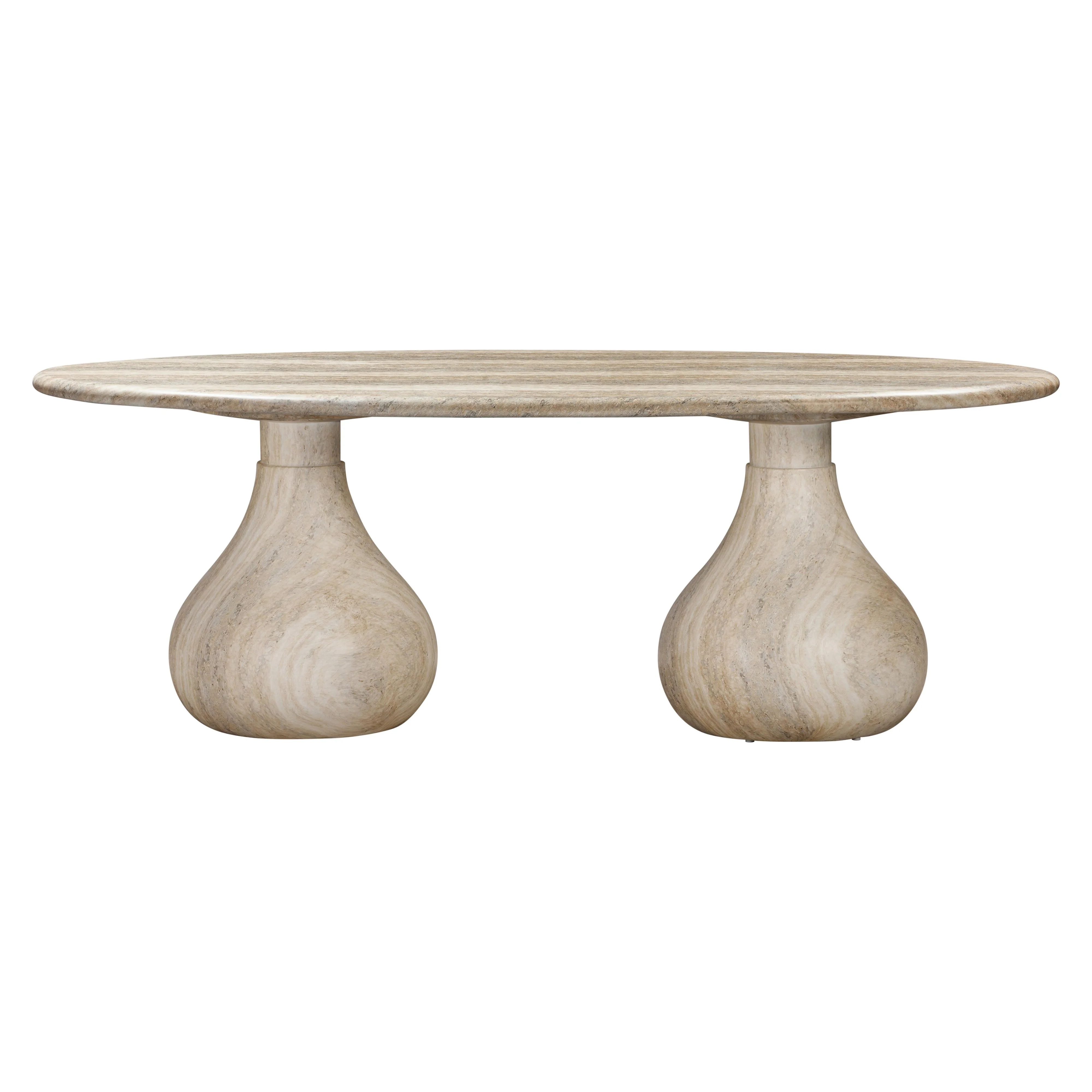 Aqua Oval Dining Table Travertine - 2.2m - Image 2