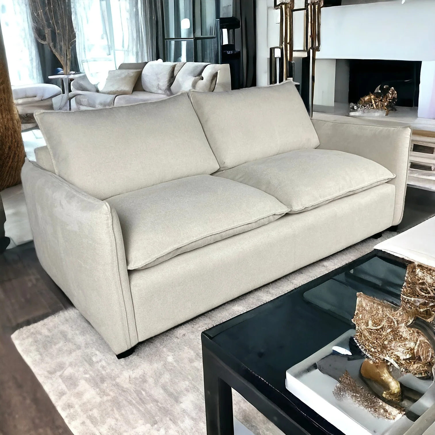 Cushy 3 Seater Sofa Beige - Image 2