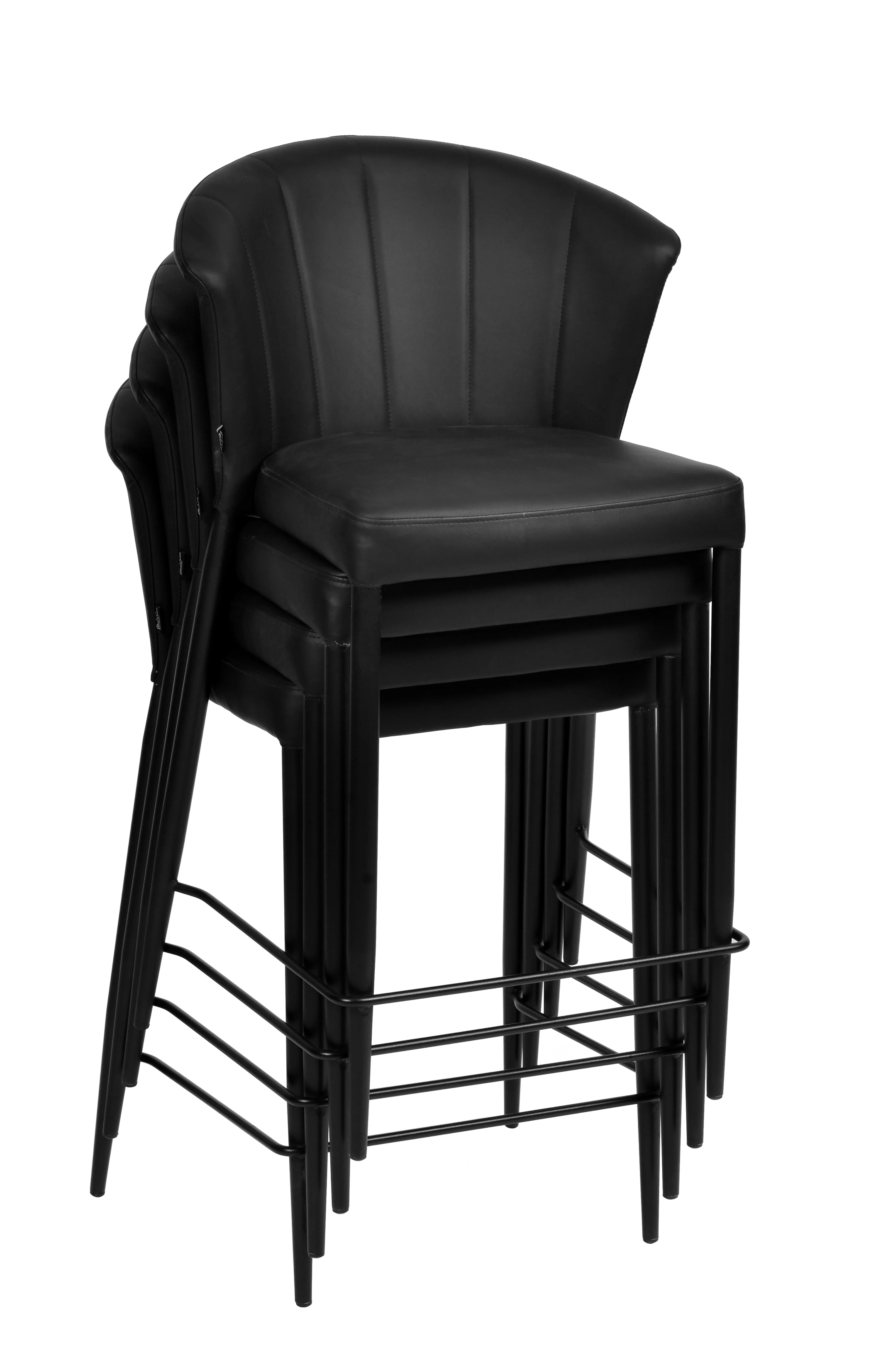 Francois Stool Black Leather Look - Image 7