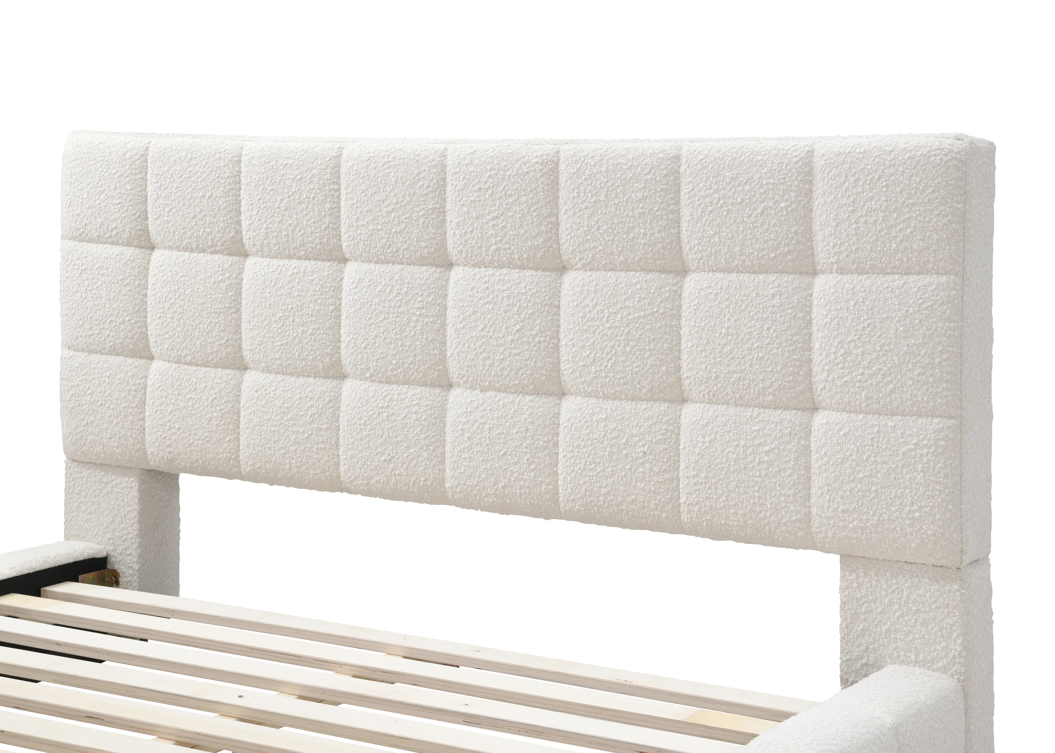 Highlands King Bed White Boucle - Image 5