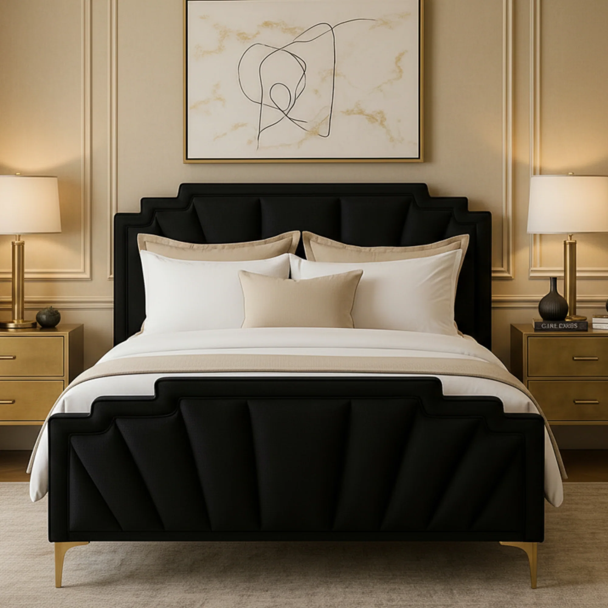 Phillipe King Bed Black Velvet - Image 2
