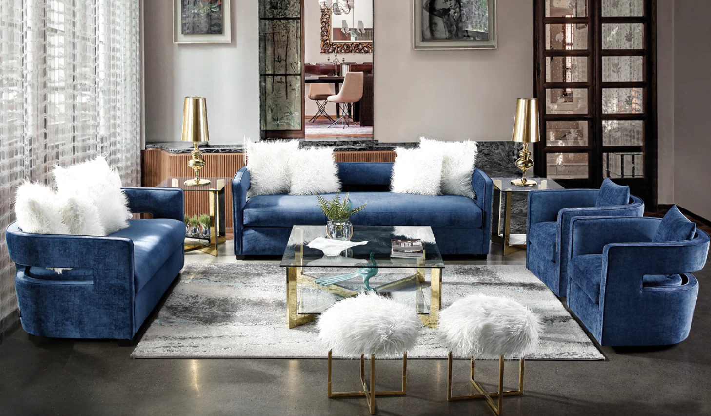 Rhonda Swivel Chair Crushed Blue - Image 5