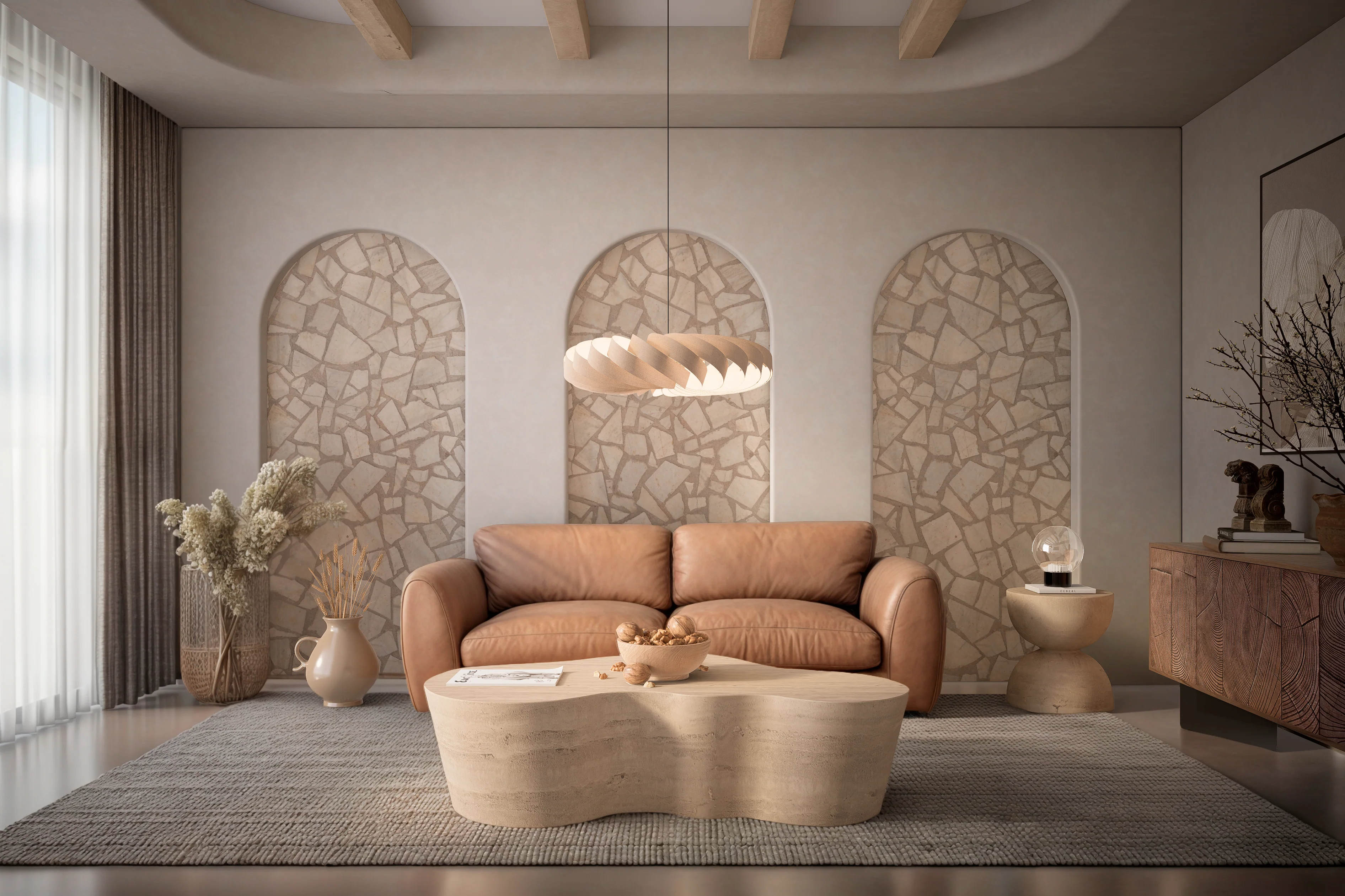Windsor 3 Seater Sofa Tan Leather Look - Image 2