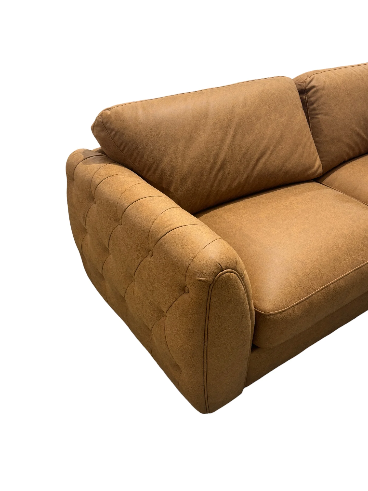 Windsor 3 Seater Sofa Tan Leather Look - Image 9
